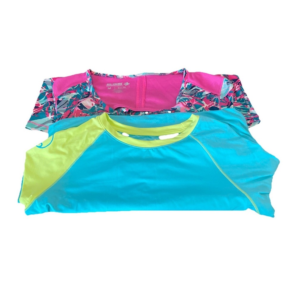 Reel Legends Lot of 2 Women's Fishing Top Shirts Teal‎ Blue & Pink Size M